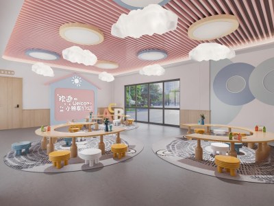 现代幼儿园活动室3D模型下载